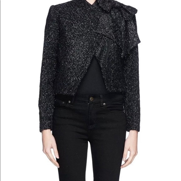 Alice+ Olivia Hope Black Metallic Cropped Jacket - Picture 6 of 9